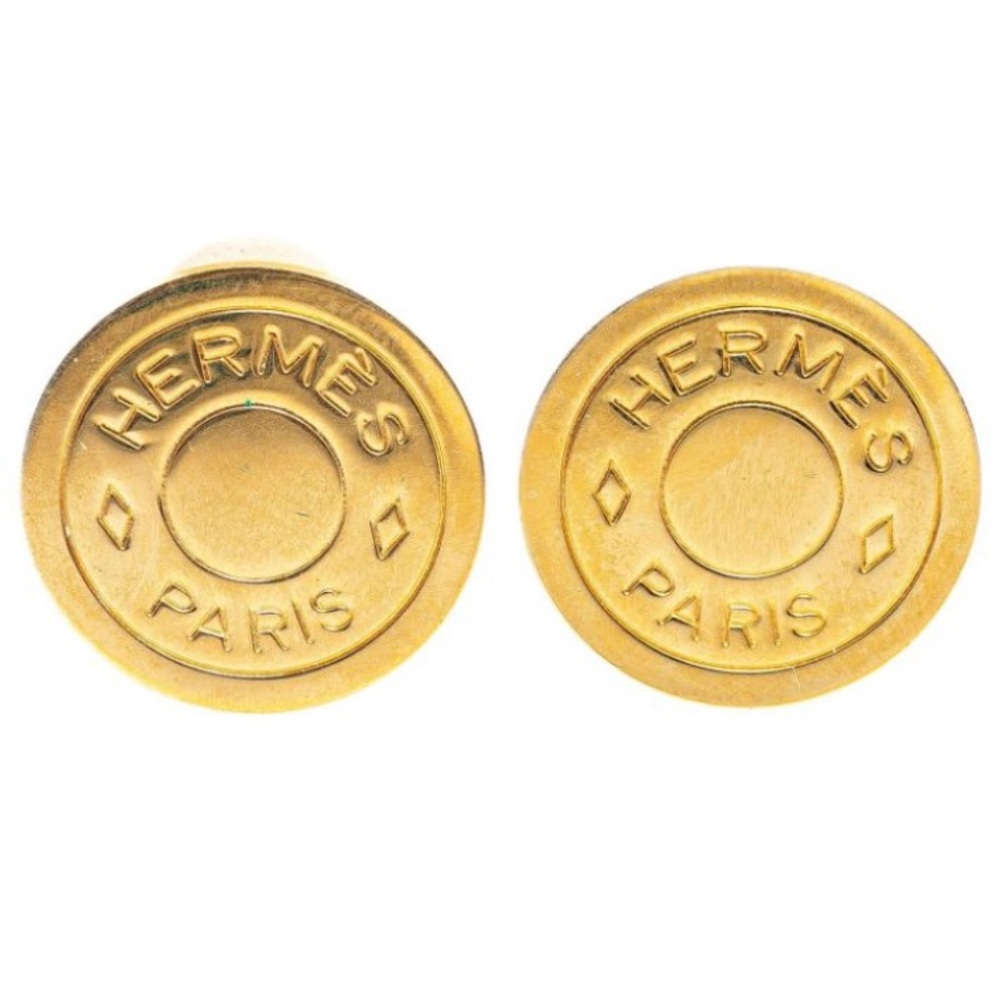 Hermes 20th Century Gold Plated Bijouterie Fantaisie Clou De Selle earrings
